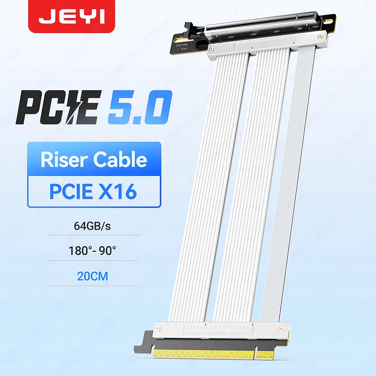 RISER GPU VERTICAL JEYI 200MM PCIE 5.0 WHITE